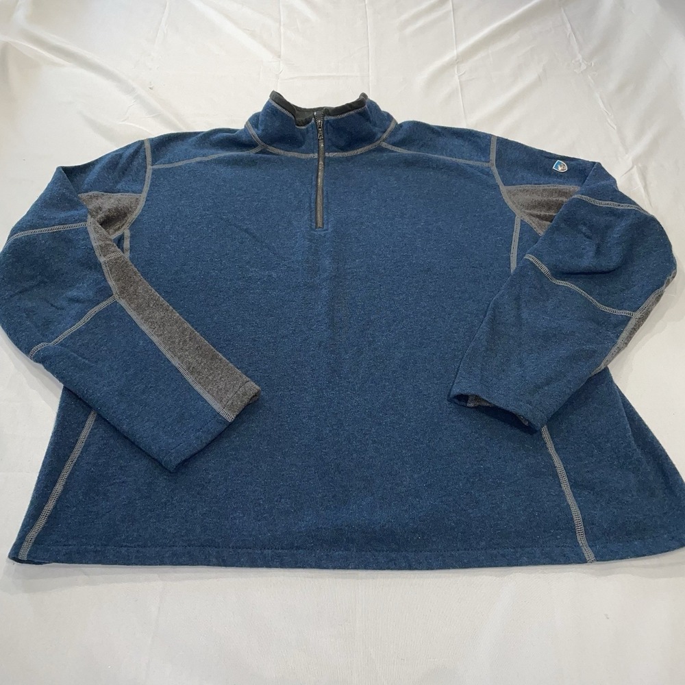 Kuhl Kashmira 1/4 Zip Pullover Fleece Sweater Men's XL Blue And Gray